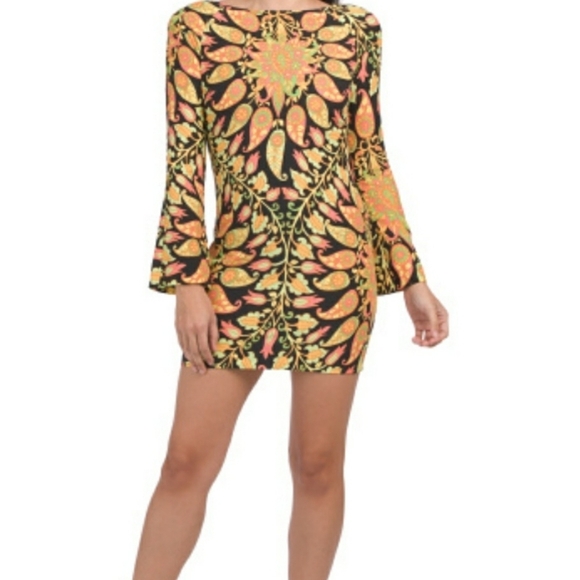 476- Zara Multicolor Mini Dress Long Sleeve XS NWT - Picture 1 of 13